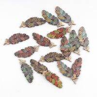 【YF】✆✧  20pcs 15x40mm Mixed Feather Buttons Crafts Sewing Needlework Scrapbooking Accessories