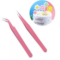 2Pcs/set Anti-static Elbow and Straight Stainless Steel Tweezers Cake Mold Sugarcraft Tool for Kitchen Bake ware Decoration