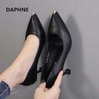 ❐ Daphne genuine leather stiletto high heels 2023 new temperament goddess style pointed toe professional non-tiring feet single shoes for women