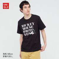 เสื้อยืดพรีเมี่ยมHH Uniqlo ผู้ชาย/ผู้หญิง UT MICKEYY แผ่นเสื้อยืดพิมพ์ลาย (Mickey Photo Diary แขนสั้น) 439635 cotton