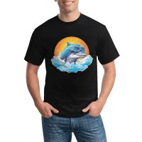 Dolphin T Shirt Vector Graphic Cute Hippie Cotton T-Shirt Short Sleeves Graphic Casual Tees Summer Plus Size Tops