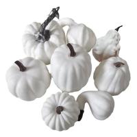 Assorted Artificial Pumpkins 8pcs Fake White Decorative Foam Pumpkin Assorted Size Fake Simulation Mixed Pumpkins Harvest Decoration for Mantel Shelf Kitchen wonderful