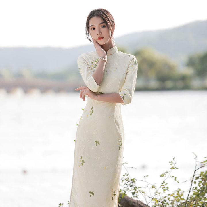 cheongsam-2021-young-retro-ทุกวันลูกไม้ขั้นสูง-high-end-อารมณ์ปรับปรุงชุดผู้หญิง