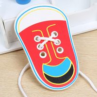 Wooden Shoe Lace Educational Toys Hands-On Ability Montessori Practice Tying Shoelaces Game Lightweight for Family Kindergarten