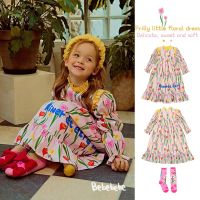 IRIS KIDS IKD0104 Frilly little floral dress เดรส เสื้อผ้าเด็ก ผู้หญิง ชุดเดรส ถุงเท้า