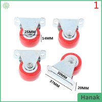 Hanak ล้อเลื่อน1.5นิ้ว4ชิ้นล้อลูกล้อหมุนยางสีแดง