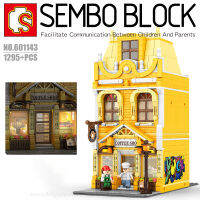 บล็อกตัวต่อร้านคาเฟ่ สไตล์ยุโรป พร้อมมินิฟิกเกอร์ 6 ตัว SEMBO BLOCK 601143 จำนวน 1295 ชิ้น