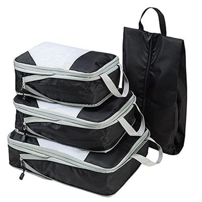 4 Pcs/set Compression Packing Cubes Travel Storage Bag Suitcase Packing Mesh Bags for Clothing Underwear Shoes