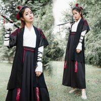 XinHuaEase Hanfu ชุดเดรสสีดำแบบดาบตะวันออกชุดเต้นรำพื้นเมืองจีนชุดคอสเพลย์