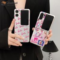 JieHui สำหรับ OPPO Find N2 flip Silver Paint BB เคสโทรศัพท์แฟชั่น