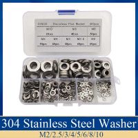 400Pcs/box 304 Stainless Steel Flat Washer Assortment Set M2/2.5/3/4/5/6/8/10 Metal Lock Washer Abrasion Resistance