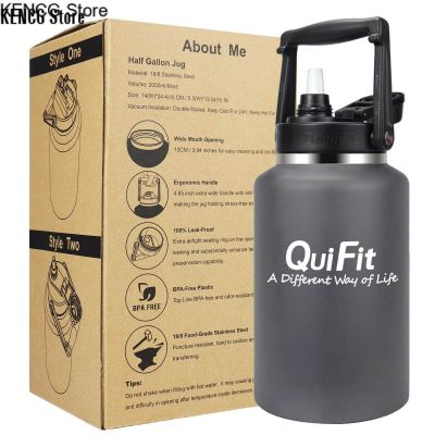 KENCG Store QuiFit Stainless Steel Water Bottle 2000ml 304 Vacuum Cup Double Wall Insulation Hot and Cold Thermos Flasks Coffee Drinking Portable Bottle Thermal Cup Mug Water Container Tumbler