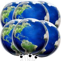 6 Pcs 22 ลูกโป่งฟอยล์ลูกโป่ง 360 องศาแผนที่โลก 4D รอบ Earth Ballons สำหรับวันเกิดงานเลี้ยงเกษียณอายุตกแต่ง-Fenpier