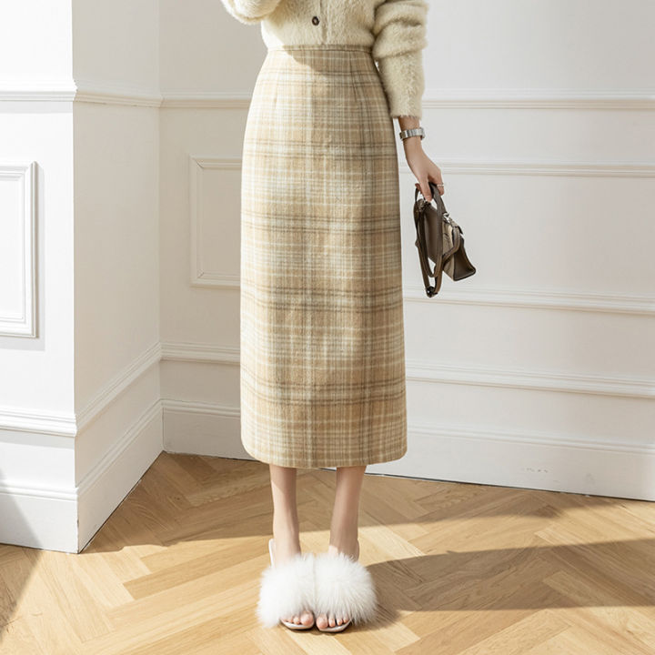 Chân váy len dài cao cấp SK2305 - KRFashion style Hàn Quốc chất len dày mềm  mịn dáng dài xẻ tà mùa đông ấm áp