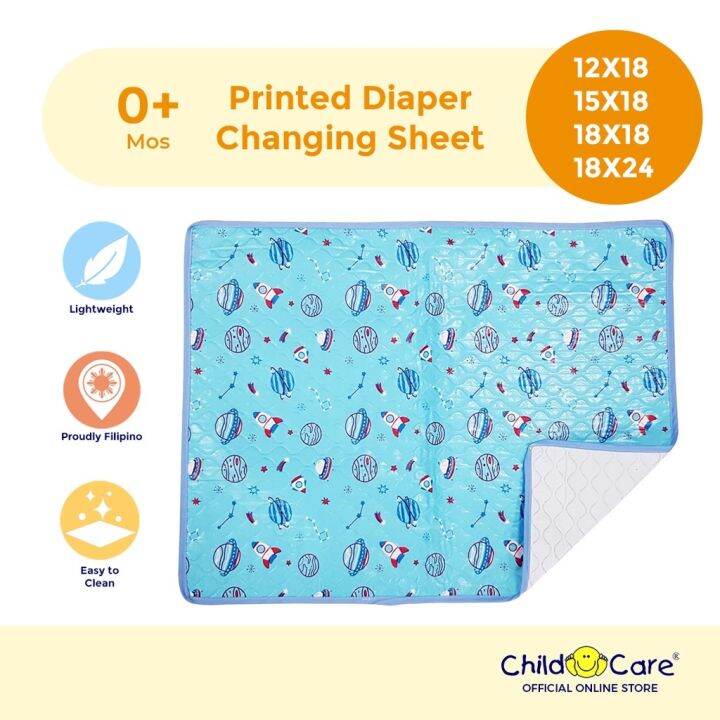 Child Care 1 Side Printed Diaper Changing Sheet (12x18 ) For Baby Boy