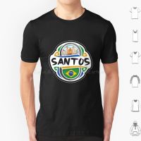 Santos Brazil Flag Badge Travel Souvenir Stamp T Shirt Cotton Men Women Diy Print Santos Brazil Santos Brazil Brazil Flag