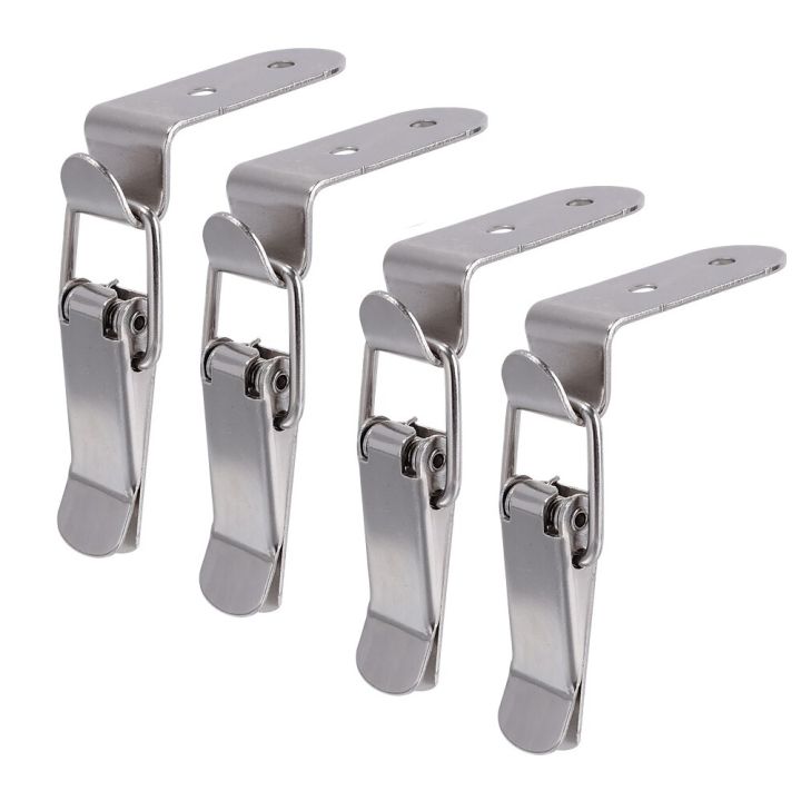 hot-k-4pcs-เป็ดปาก-buckle-hook-hasp-90องศาสปริงสเตนเลสสลักเกี่ยว-clasp-clamp-คลิปสร้อยเงิน-latch-จับแน่น