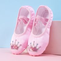 hot【DT】 Ballet Shoes Embroidered Cartoon Kids Slippers Soft Sole Female Gym