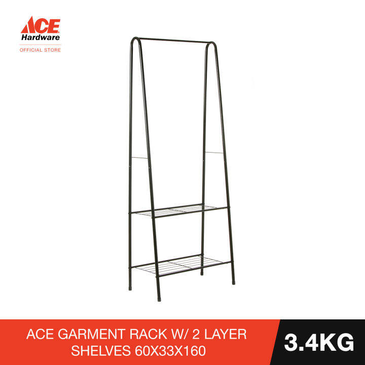 ACE GARMENT RACK W/ 2LAYER SHELVES 60X33X160 Lazada PH