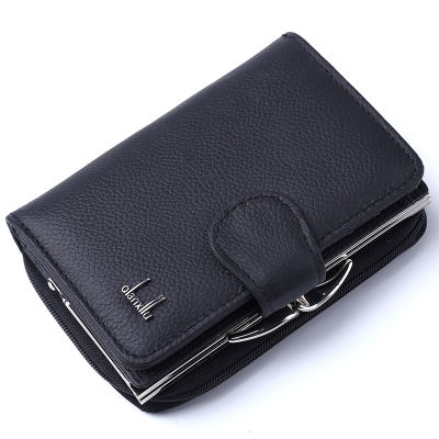 New Women Wallets Genuine Leather Wallet High Quality Zipper and Hasp Coin Purse Cow Leather Female Purses Pocket Card Holder