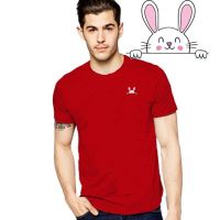 CUTE AND Y RABBIT EMBROIDERY ROUND NECK T SHIRT FOR MEN AND WOMEN (R2)