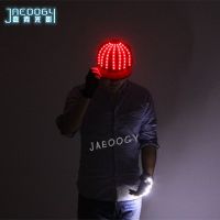 ☇ High Quality LED Lighting Hat Creative Custom Hip-Hop Stage Performance Fluorescent Gloves Hat Night Dance Props