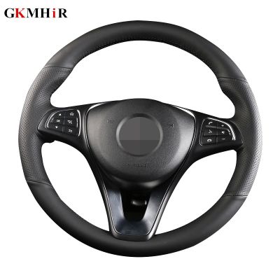 GKMHiR DArtificial Leather Hand-Stitched Black Car Steering Wheel Cover for Mercedes Benz C200L E63 E300 E320 GLK GLC260 GLA