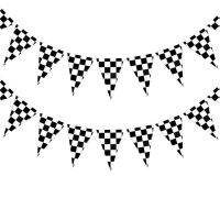 【CC】 1Set Racing Flag Cars Happy Birthday Flags Checkered Car Race Decoration Banners Kids