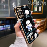 เคส Chenyyka สำหรับ Realme 7 Pro Narzo 20 Pro เคสลายการ์ตูนน่ารักดีไซน์ใหม่ Pochacco เคสโทรศัพท์ชุบหรูหราแฟชั่นลายขอบด้านข้างคลุมทั้งหมดเลนส์กล้องถ่ายรูปกล่องกันกระแทกเคสนิ่ม