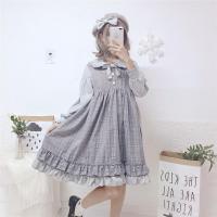 Japanese Doll Collar Ruffled Full Sleeve Mididressgothic Lolita Dress Women Victorian Dress Soft Sweet Cute Loose Vintage Dress