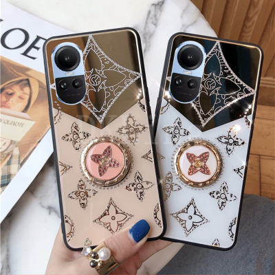 เคสกลิตเตอร์แฟชั่นสำหรับ OPPO Reno 10 5G เคสโทรศัพท์มือถือแบบแข็งซิลิโคนแหวนใส่นิ้วเพชรสุดหรู Oppo Reno 10 / 10 Pro / 10 Pro + ฝาครอบ2023 OPPO Reno 10 Pro 5G