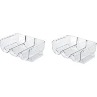 2 Pack Container Organizer Holder Refrigerator Tissue and Storage Bin, Stackable Container Rack