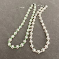 Colorful Beaded Glass Pearl Necklace Pefect Round Pearl Choker Fashion Lovely Necklace for Women Girl Korean Style