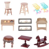 1:12 Miniature Furniture Wood Cabinet Stool Sofa Chair Toys Dollhouse oil painting Doll House Curtains Furniture Toys