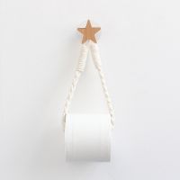 Vintage Towel Hanger Rope Bathroom accessories Home Hotel Decoration Supplies Mickey moon star Wooden Hook Toilet paper holder Toilet Roll Holders