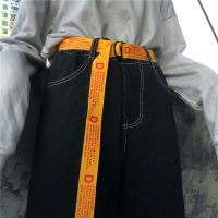 R letter printed wild belt canvas belt men and women tide