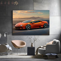 ภาพจิตรกรรมผ้าใบพิมพ์ Cuadro ภาพวาดผ้าใบติดผนัง Hiasan Interior พิมพ์โปสเตอร์ Ferrari Lamborghini รูปภาพศิลปะสีส้มรถสปอร์ตผ้าใบวาดภาพ