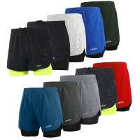 Lixada Mens 2-in-1 Running Shorts Quick Drying Breathable Active Training Exercise Jogging Cycling Shorts with Longer Liner