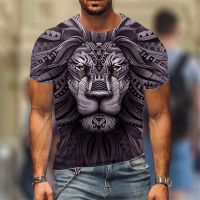 2023 summer new mens T-shirt fierce animal lion, tiger 3D print T-shirt summer street fashion loose short sleeve oversized T-sh