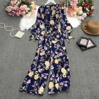 COD DSFERTEREERRE Women Korean Floral Jumpsuit Muslimah Fashion V Neck Short Sleeve Loose Rompers