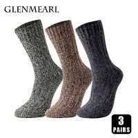 【YD】 3 Pairs Wool Socks for Men Super Thick Warm Snow Outdoor Males Soft Middle