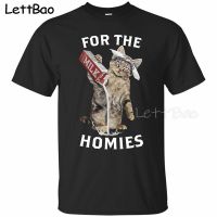 Kitty Cat For The Homies Funny T Shirt Print Tshirt Asian Size Shirt T-Shirts Male Harajuku Clothes Grunge T-Shirt 【Size S-4XL-5XL-6XL】