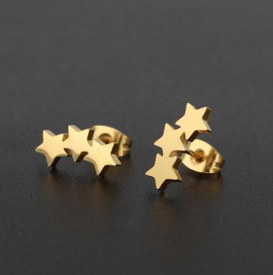 （HOT)SMJEL Small Stainless Steel Geometric Earring Women Kid Jewelry Pendientes Punk Black Moon Stud Earring Triangle Men Wholesale