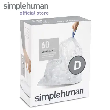 simplehuman code D Custom Fit Drawstring Trash Bags in Dispenser Packs, 20  Count, 20L / 5.2 Gallon, White