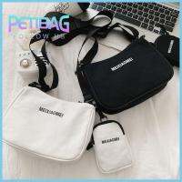 PETIBAG แฟชั่นสำหรับผู้หญิง สำหรับนักเรียน สีทึบทึบ ลำลองแบบสบายๆ กระเป๋าถือแบบถือ ผ้าใบแคนวาส กระเป๋า Crossbody กระเป๋าสะพายไหล่แมสเซนเจอร์