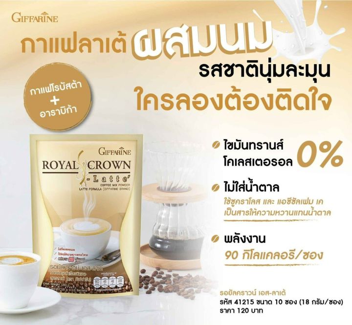 กาแฟลาเต้ผสมนม-ไขมัน0-ไม่ใส่น้ำตาล-90แคลฯ-ซอง-ได้ลองต้องติดใจ-เอส-ลาเต้-กิฟฟารีน