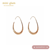 Miniglam Miller Sleek Metal Earrings ต่างหูห่วงเมทัลลิคโรสโกลด์ชุบทองคำขาว