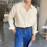 TIDE BEAR เสื้อสุภาพบุรุษลำลอง,เสื้อสามมิติเสื้อเชิ้ตมีลายชายเสื้อพรีเมี่ยม