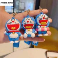 PINGERE เสน่ห์แหวนคู่จี้เครื่องประดับแขวนในรถสุดสร้างสรรค์พวงกุญแจอะนิเมะพวงกุญแจแมวพวงกุญแจการ์ตูนพวงกุญแจโดเรมอน