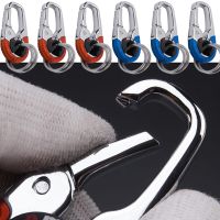 Men Fashion Keychain Hook Stainless Steel Buckle Outdoor Carabiner Climbing Tool Double Ring Fishing Key Ring Car Accessories Key Chains